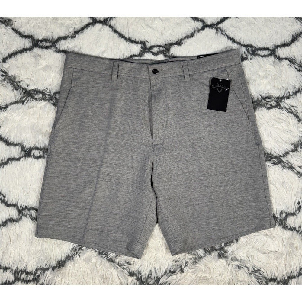 CALLAWAY Opti-Dri Stretch Waist Flat Front Golf Shorts Gray Men's 36 *NEW* $78